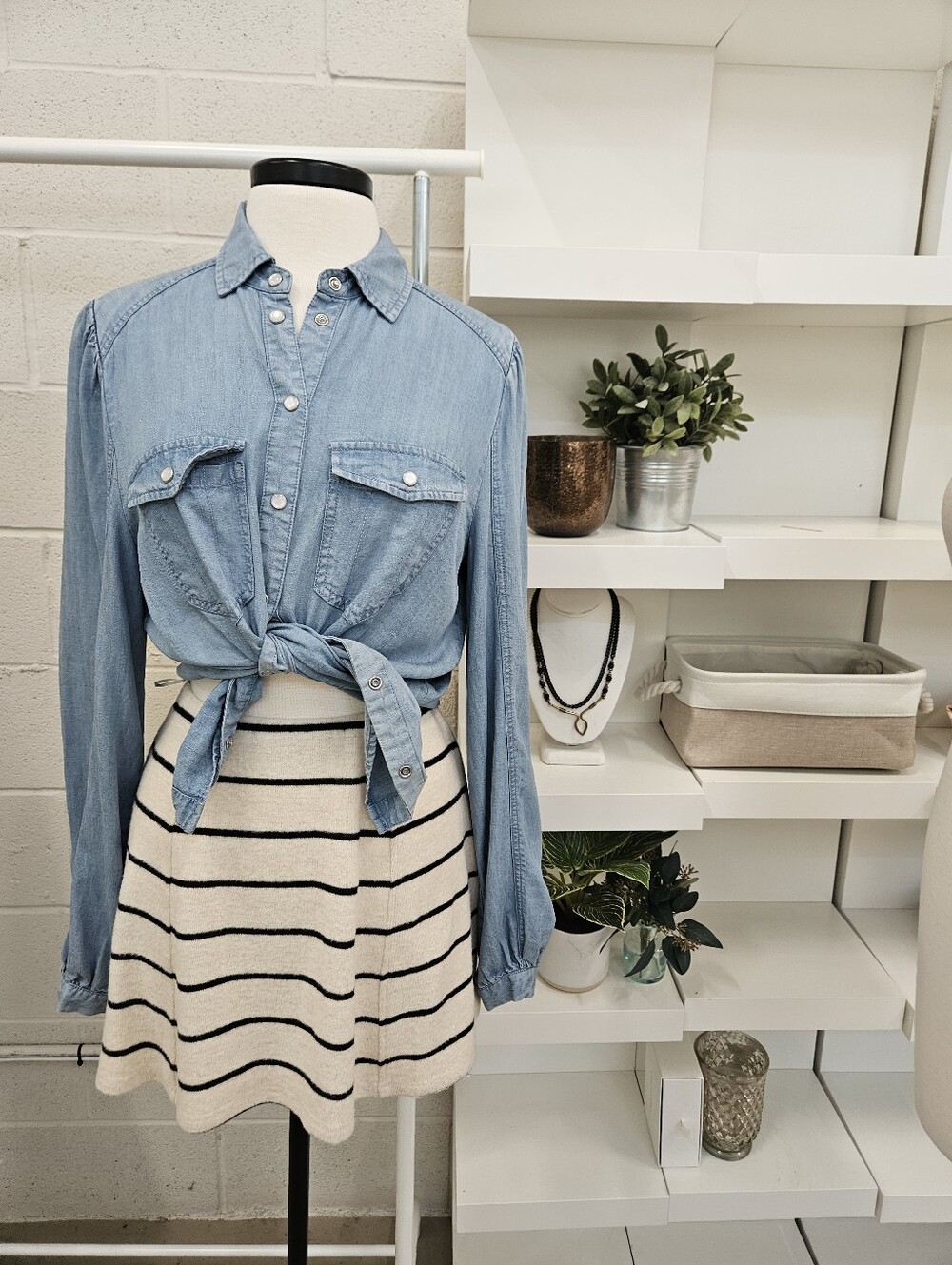 Stripe Hacci Mini Skirt